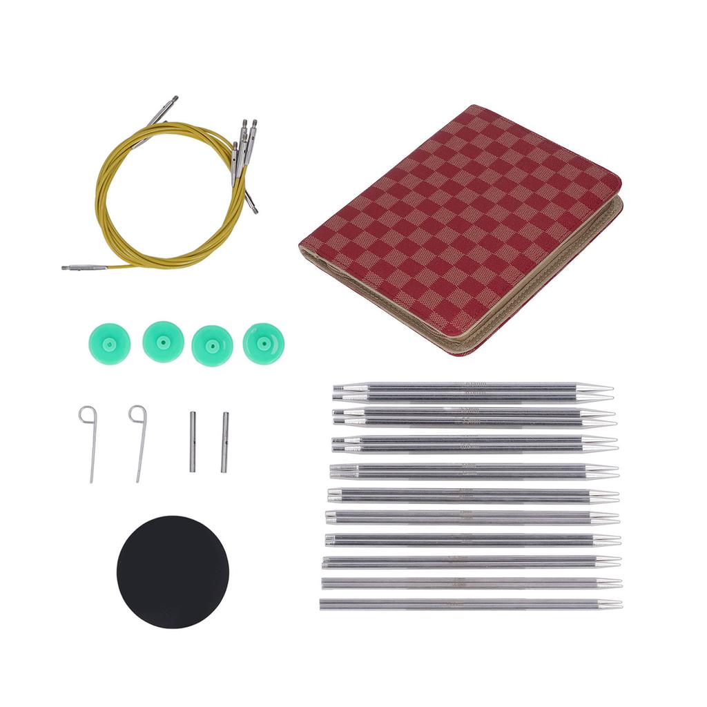 10 Pairs Interchangeable Circular Knitting Needles Set Ergonomic Design P Type Needle Buttons