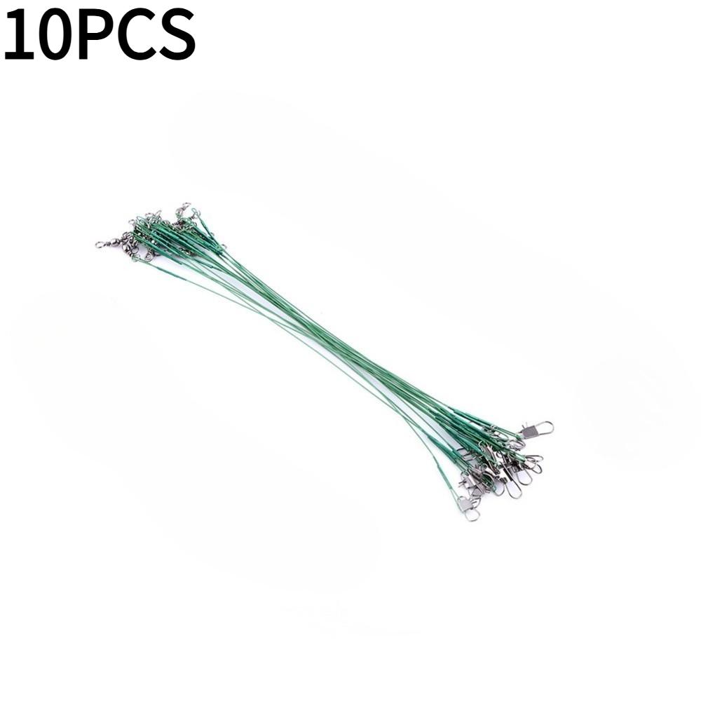 

10PCS Luya anti-bite line wire leader with swivel pin soft steel wire leading wire, Luya fishing tackle supplies Green 10cm
