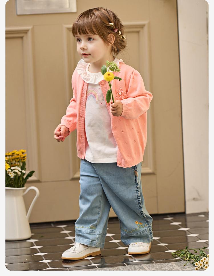 David Bella Girls' Long Sleeve T-shirt Spring Clothes New Baby Cotton Clothes Children's Casual Sweet Top