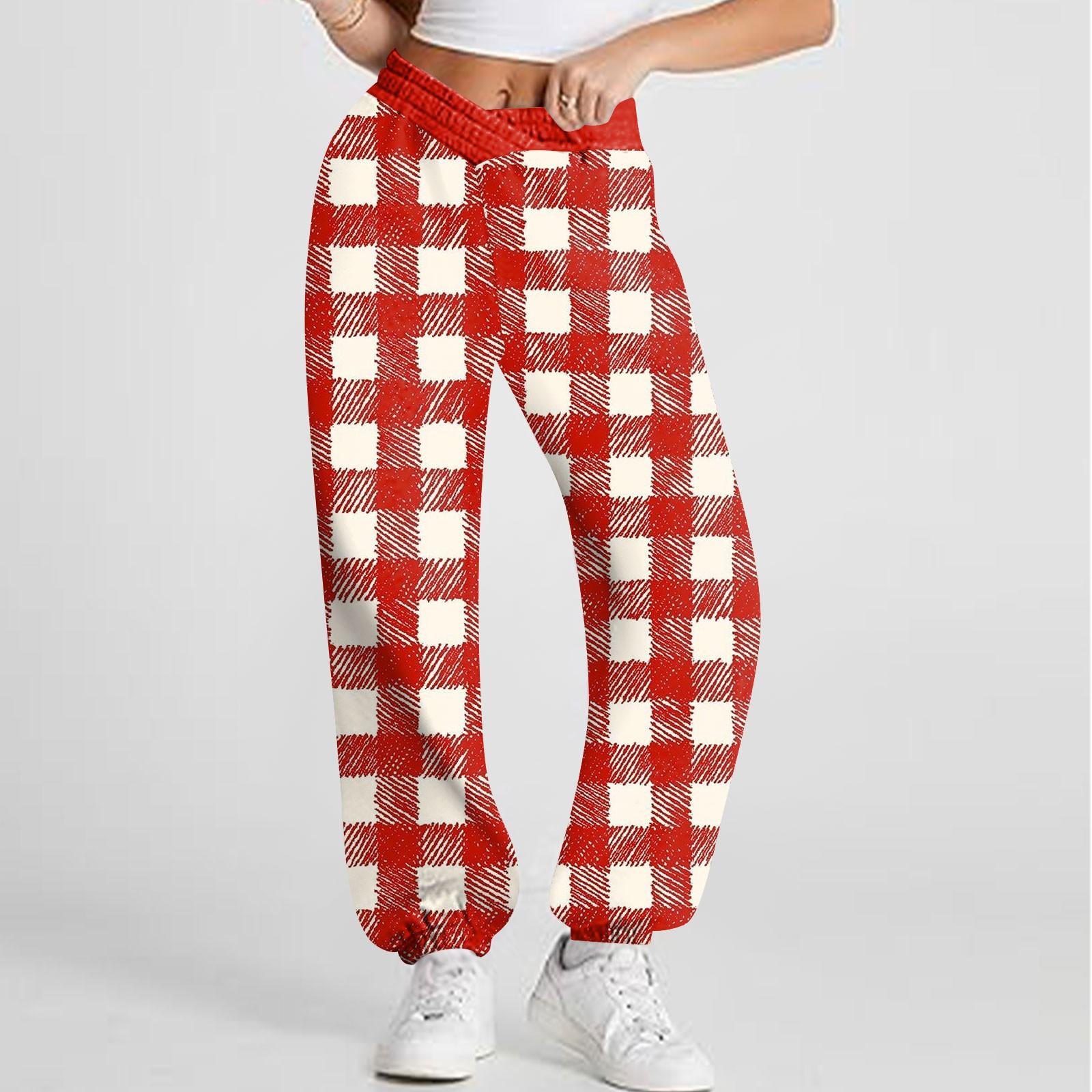 

Жіночі повсякденні модні спортивні штани з принтом Спортивні штани Штани з еластичною талією на шнурках L червоний