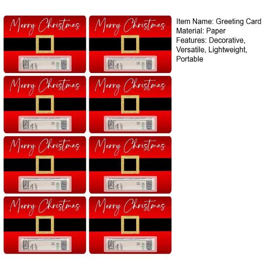 Vánoční obálka na peníze s motivem Santa Clausova pásku, sváteční přání s designem červené šerpy, sezónní přání k svátkům na dárky a peněžní dárek