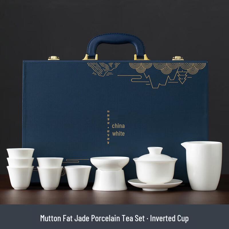 Chaxun Dehua Ceramic Landscape Tea Set with Gaiwan and Cups