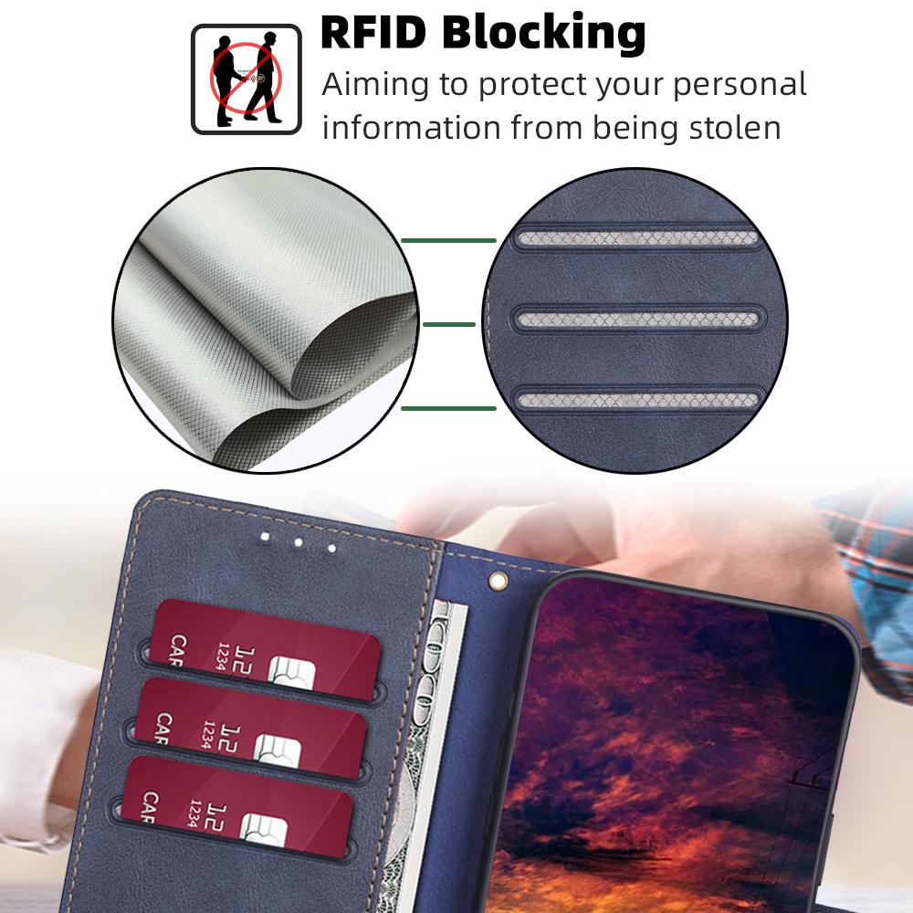 For Samsung Galaxy A25 5G (Global) (161.0 x 76.5 x 8.3mm) Case Leather Cowhide Texture Phone Cover with RFID Blocking Wallet