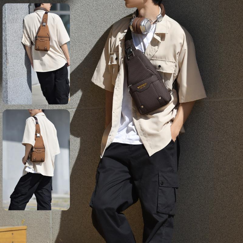 New Men's Fashion Crossbody Bag PU Leather Chest Bag, Handbag,Adjustable Shoulder Strap for Travel & Outdoor Activities
