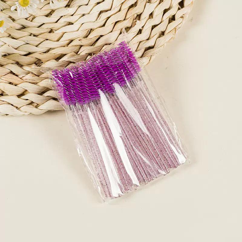 Color Spiral Disposable Eyelash & Eyebrow Brush - Portable Beauty Makeup Tool with Solid Crystal Design