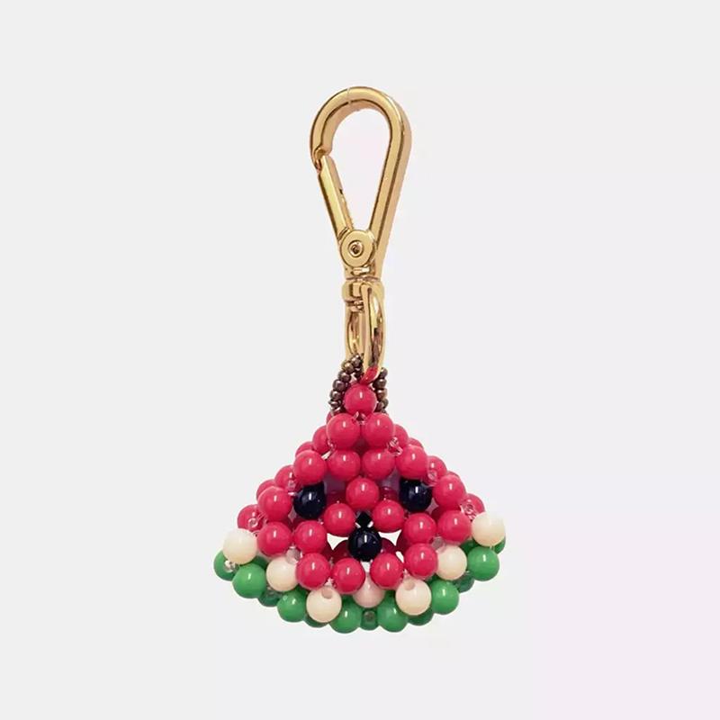 Colorful Beaded Fruit Series Apple Watermelon Bag Charm Pendant Keychain For Women Girls Bag Decoration Accessories