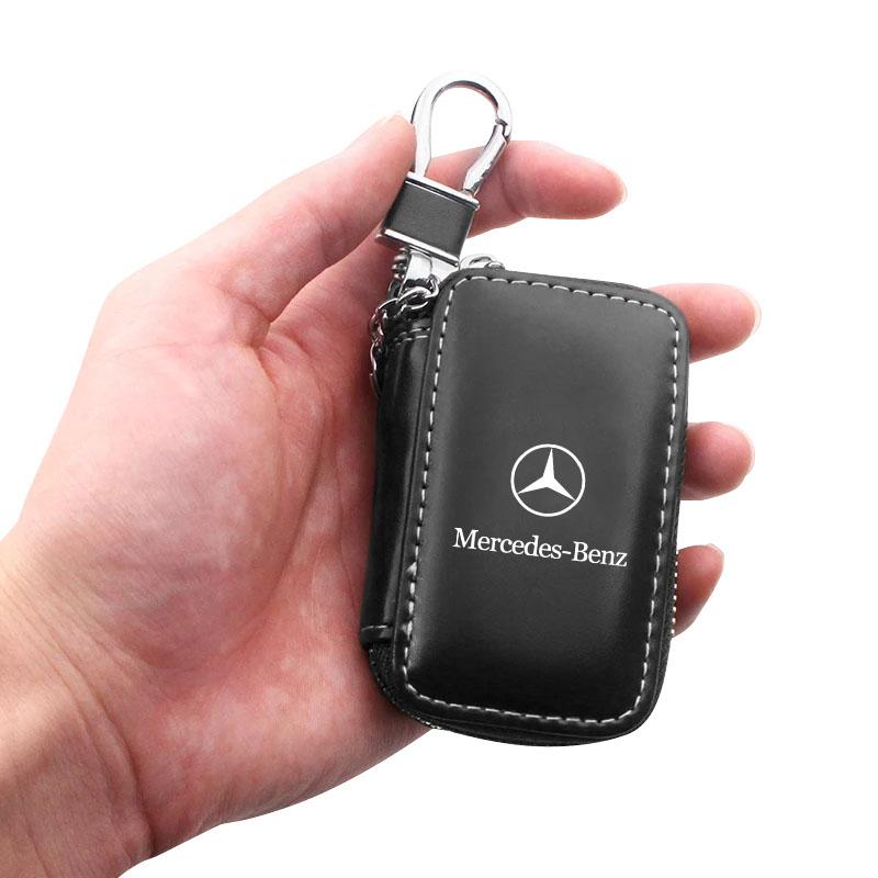1ks Kožený Znak Pouzdro na Klíče od Auta Klíčenka Zipové Pouzdro Taška Pro Mercedes Benz AMG GLC GLA CLA GL A B C E S Třídy W176 W246 W205 X253 X156 C117