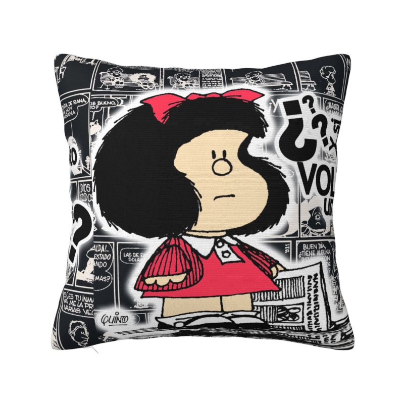 Quino Comic Cartoon Mafalda Throw Pillow Case Cm Home Decoration Cushion Cover Polyester Pillowcase Doublesided Printing
