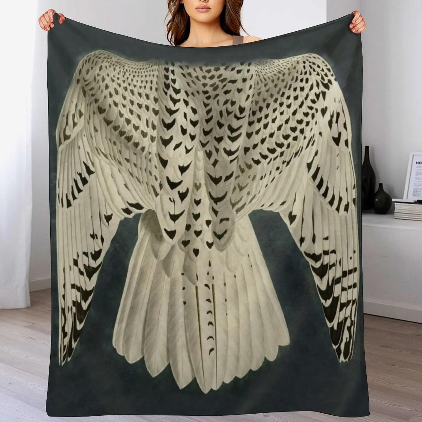 

Wings Fragments of Iceland or Jer Falcon by JJAudubon Vintage birds Feathers Texture dark background Throw Blanket 102x76cm(40x30in)