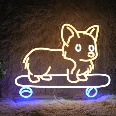 Corgi Hund Neon Dimmbare LED Hund Neon Corgi Leuchtreklame für Wand USB Haustier Schlafzimmer Dekoration Kinder Geburtstagsgeschenk Schild, Licht, Dekoration, Betrieben,