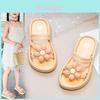 Girl Summer Flip Flops With Non Slip Soft Bottoms For Princess Flower Pattern Footwear