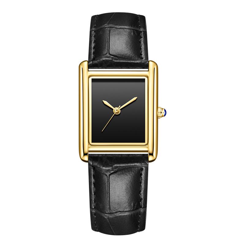 Leather Strap Square Quartz Couple Watches: Waterproof, Simple, Fashionable Design for Men and Women