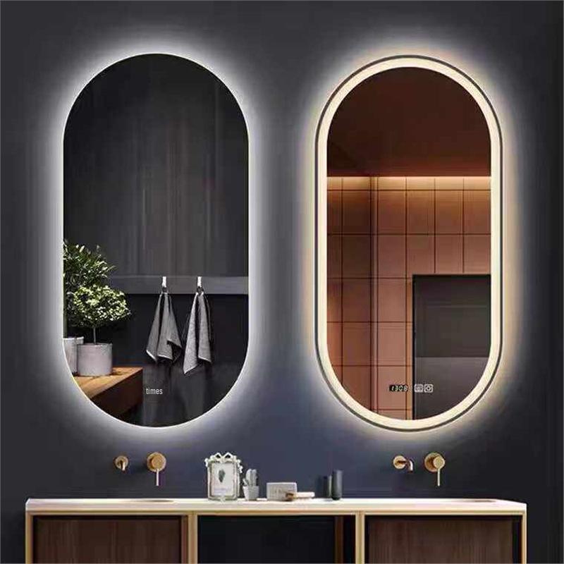 Oval LED Smart Vanity Mirror, Anti-Fog, Wall-Mounted for Bathroom Use.