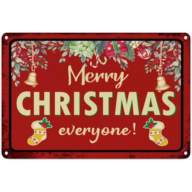 Vintage Merry Christmas Metal Tin Sign  Rustic Wall Art Plaque for Home Cafe Garden Bar Club Man Cave  Perfect Holiday Decor