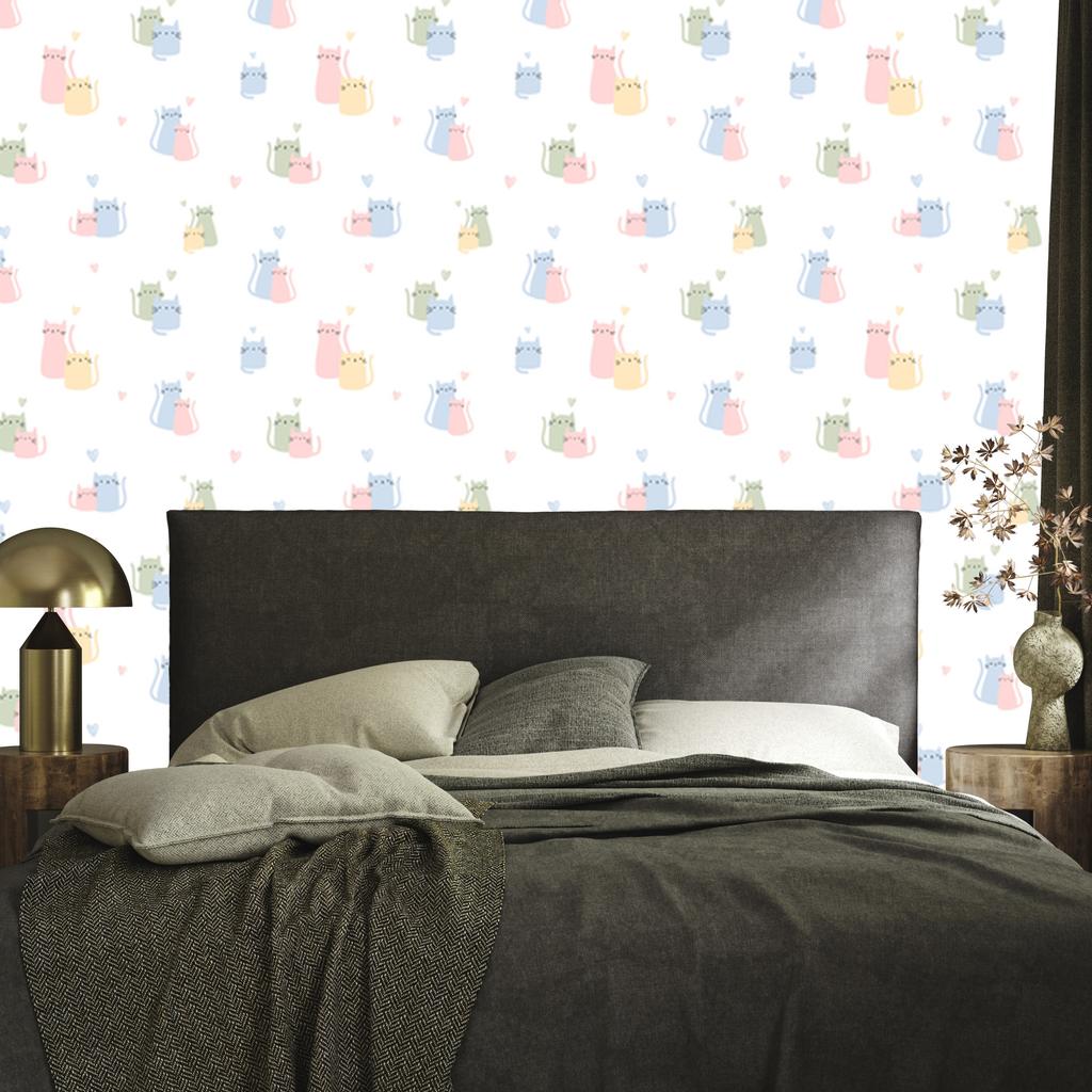 Colorful kittens and hearts wallpaper for living room and bedroom 50x1000