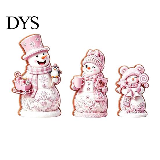 Rustic Holiday Ornaments 3PCS Christmas Snowman Wooden Ornaments, Decorative Cute Festive Figures, Tree Decorations High-definition Printing