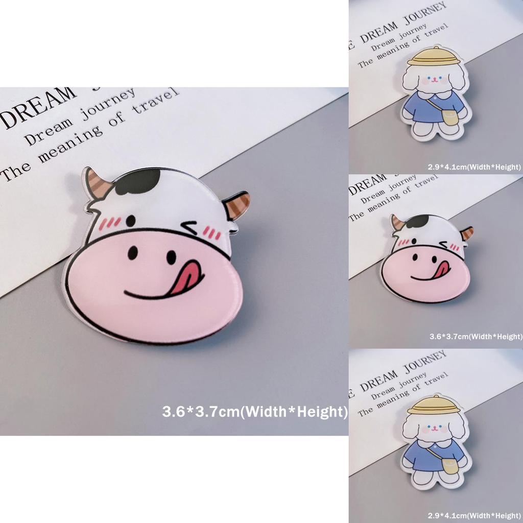Adorable Cartoon Dog Rabbit Cow Brooches For Backpack And Handbag Decoration