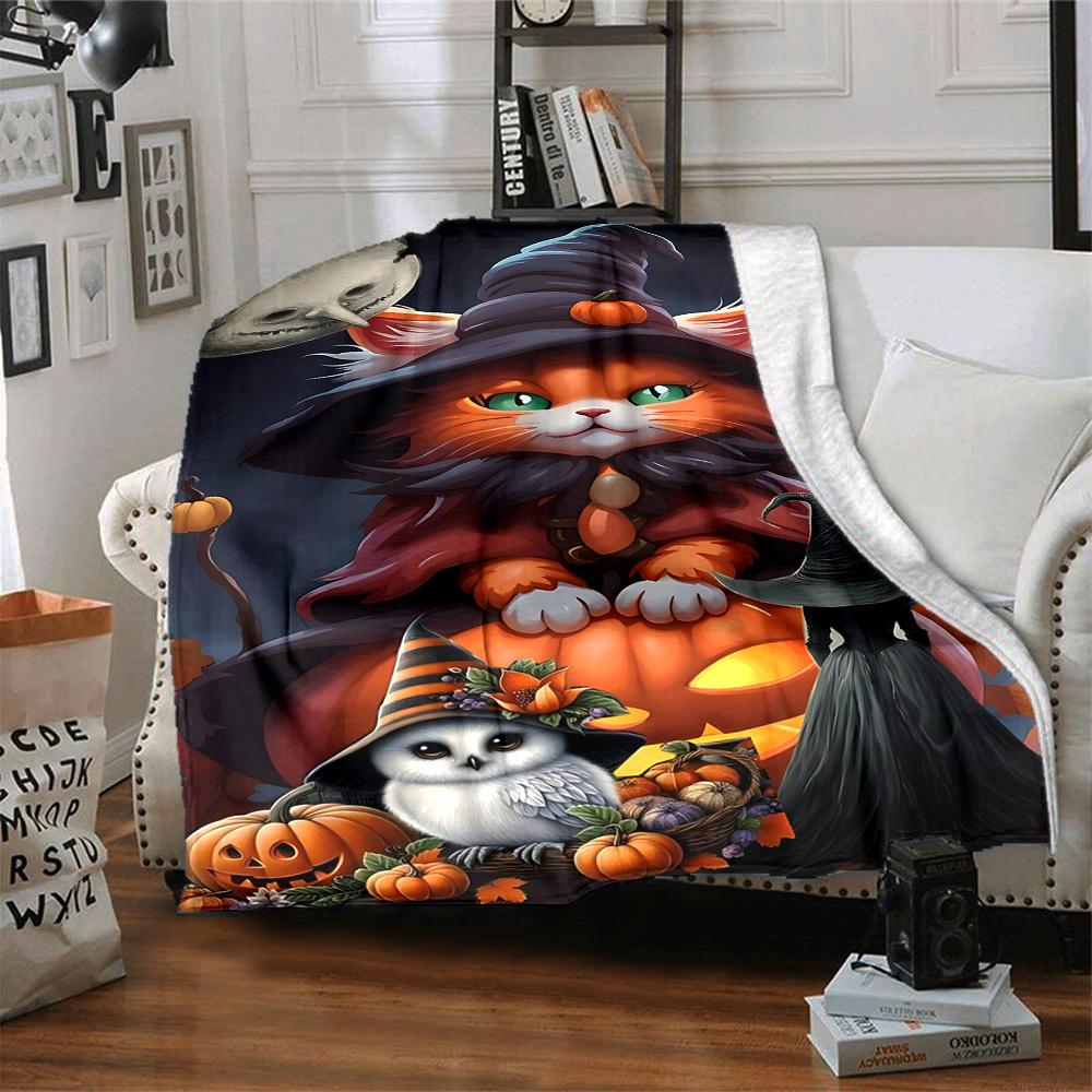 1pc Halloween Cat Costume Blanket Lightweight Blanket Throw Blanket For Sofa, Bed, Travel, Camping, Livingroom, Office, Couch, Chair yy251010015