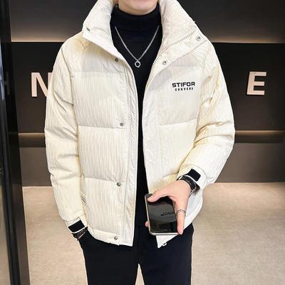 Winter Down Jacket Men's Lightweight Stand-up Collar New Slim-fitting Short Style Wrinkled Design Jacket Men's Jacket