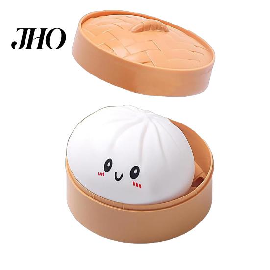 TPR Steamed Bun Toy Stress Relief with Steamer Simulation Stuffed Food Reliever Squeeze Sensory Soft Chinese Fidget