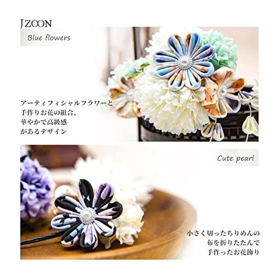 [JZOON] Tsumami Zaiku Hair Accessory Set for Shichi-Go-San, Coming-of-Age Ceremony, Yukata, Hakama, Kimono, Furisode, Japanese Traditional Wear,