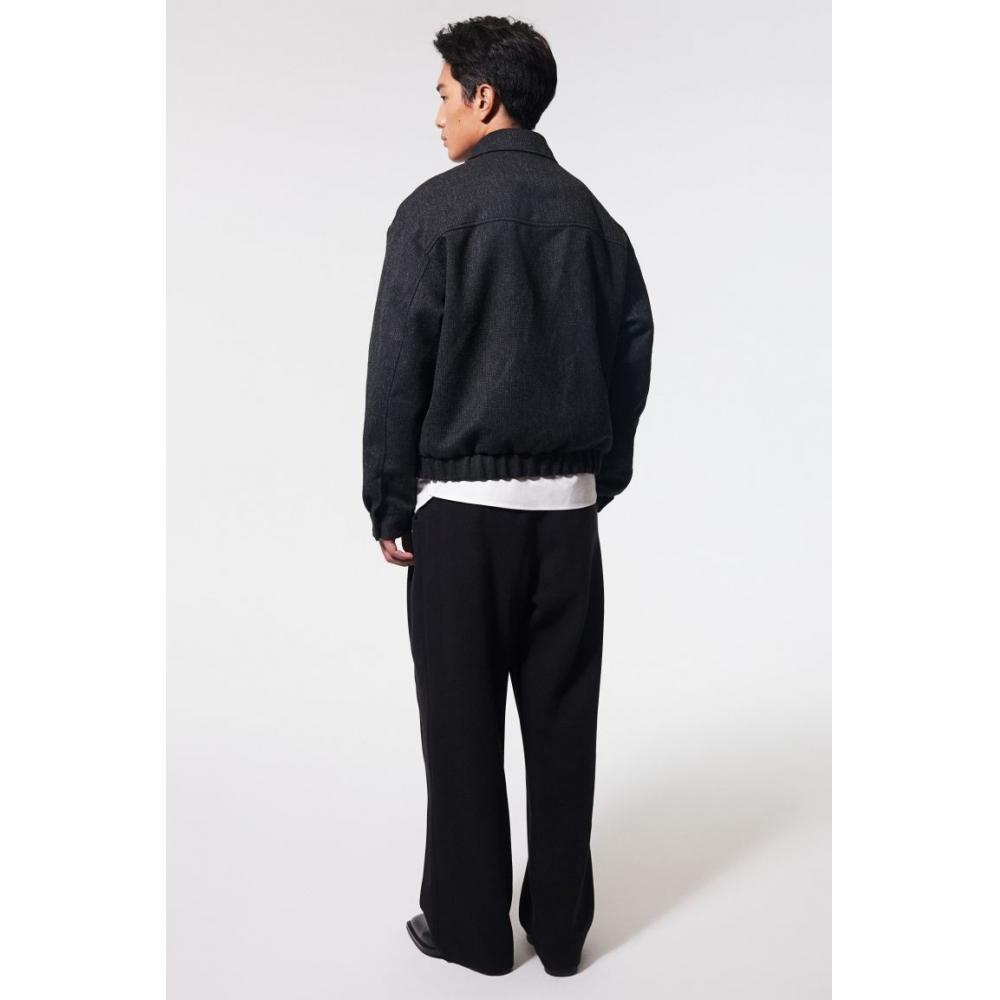 H M Loose Fit Tweed Jacket Black