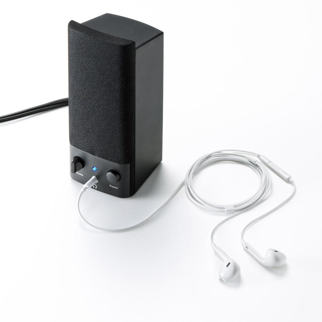 Sanwa Supply Multimedia Speaker Stereo Mini Jack Connection 5W Black 3.5mm MM-SPL2N2