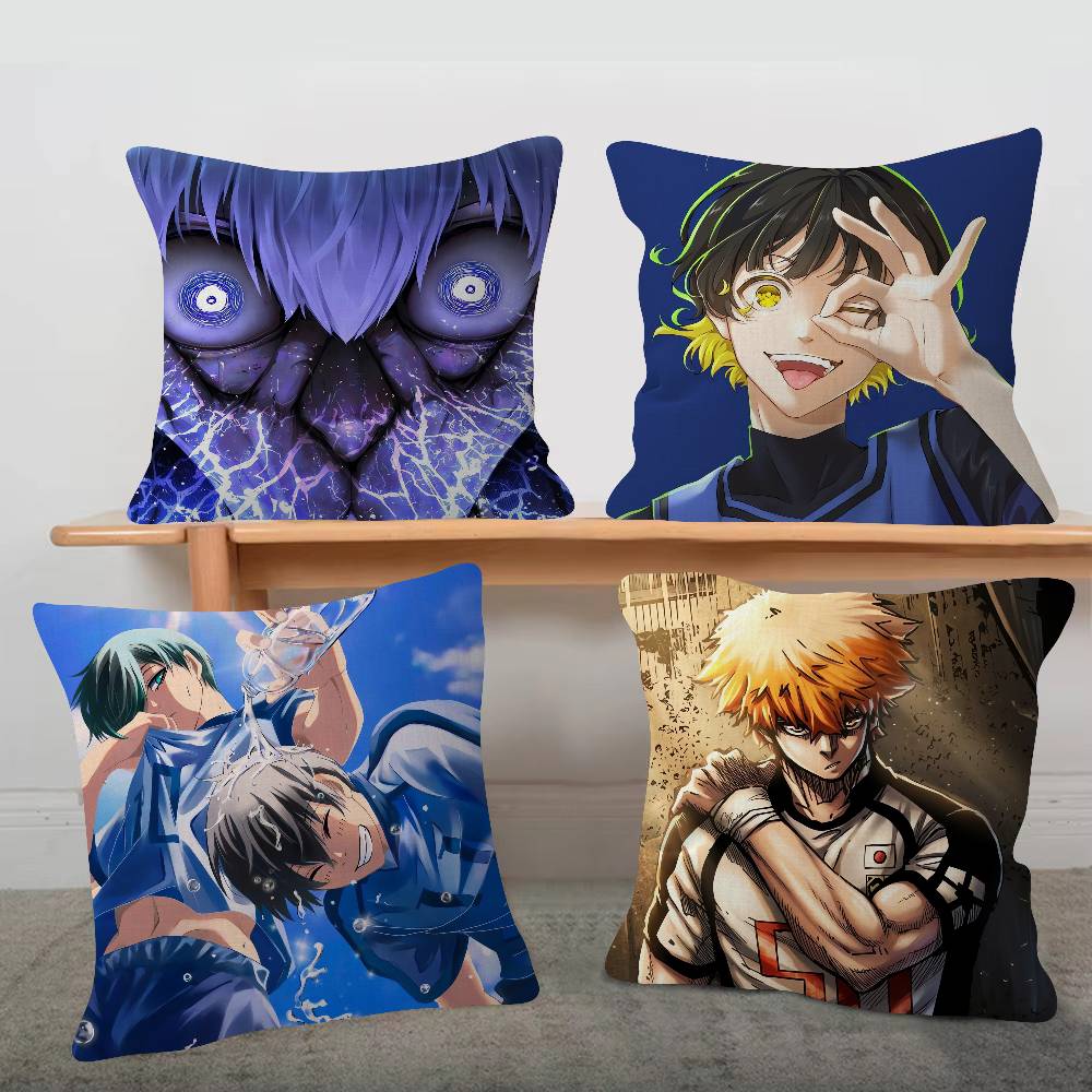 Anime Blue Lock Pillow Case Soft Double Sided Print Sofa Cushion Cover Throw Pillow Covers