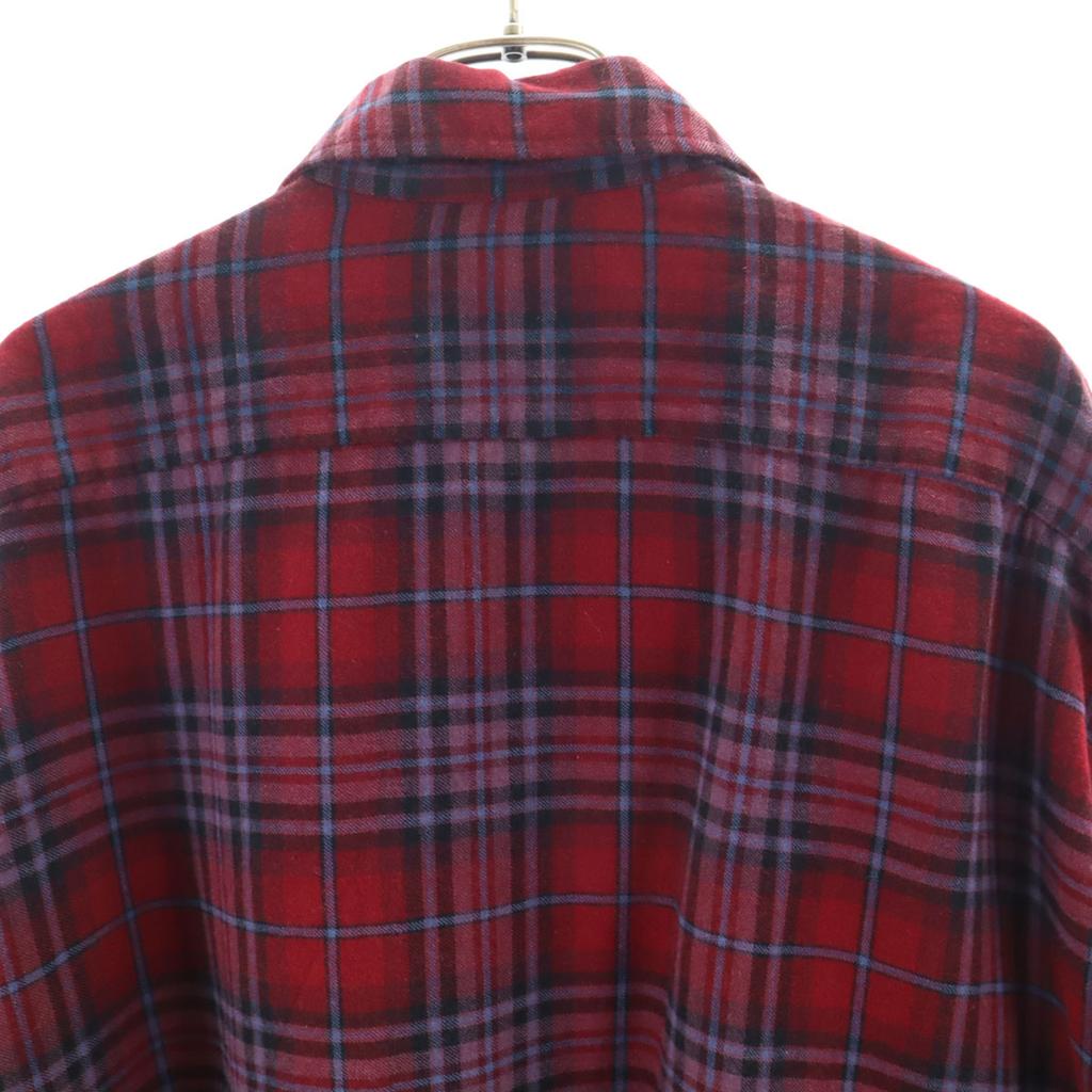 70s Vintage Wool Blend Check Pattern Long sleeve Wool shirt XL Red Men's Used
