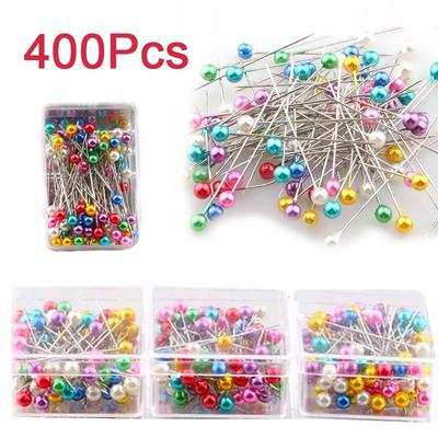 400/100PCS Sewing Pins Straight Pin Pearlized Ball Head Quilting Pins Multicolor Stick Pins for Fabric DIY Crafts