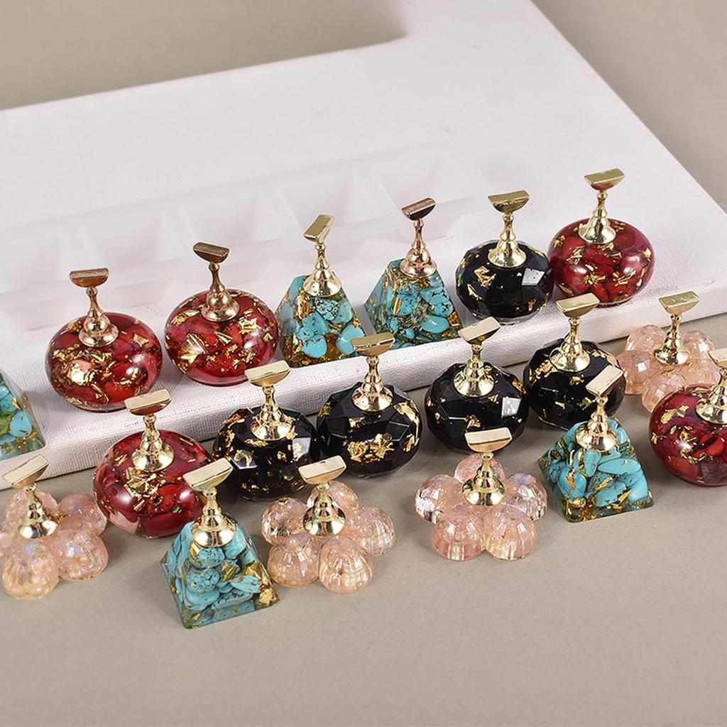 Nail Art Display Stand Silicone Mold Flower/Round/Jewel Shaped Epoxy Casting Mold for Diy Nail Tool Nail Practice Holder