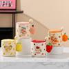 New High Value Fruit Mug with Lid Spoon Cute Ceramic Water Cup Office Home Coffee Cup
