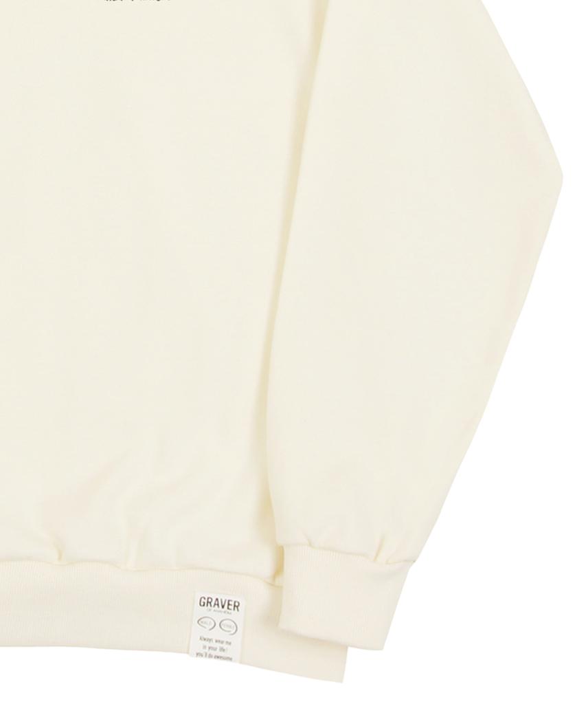 GRAVER [Unisex] Human Puppy Walk Back Logo Sweatshirt_Cream