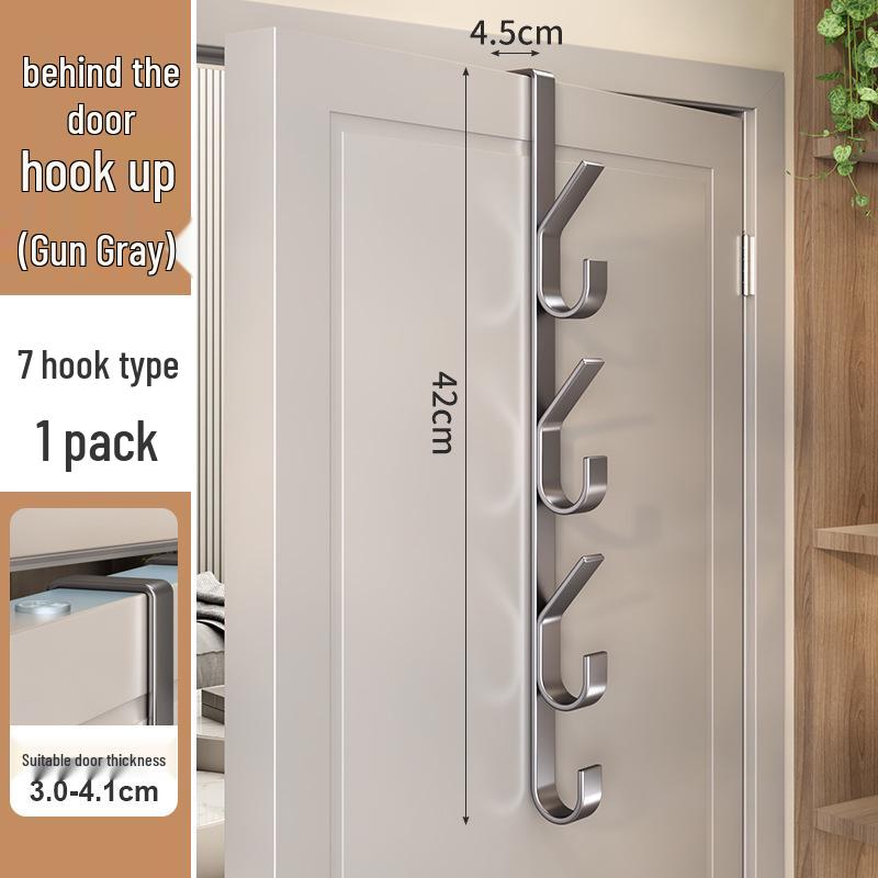 Adhesive-Free Multi-Functional Vertical Clothes Hooks for Bathroom Doors