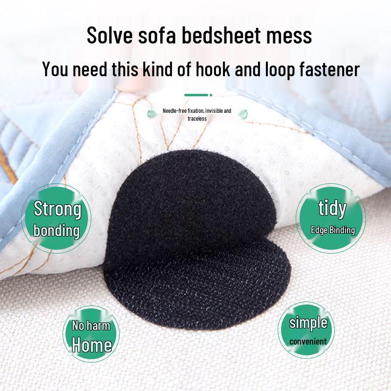 Needle-Free Sofa Cushion Fasteners: Non-Slip Hook & Loop Stickers with Self-Adhesive Backing