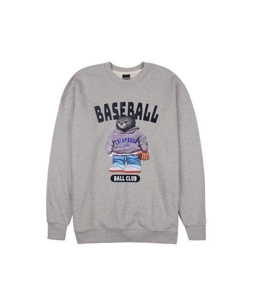 Свитшот оверсайз Cream Soda Lab Baseball Club Серый Xl