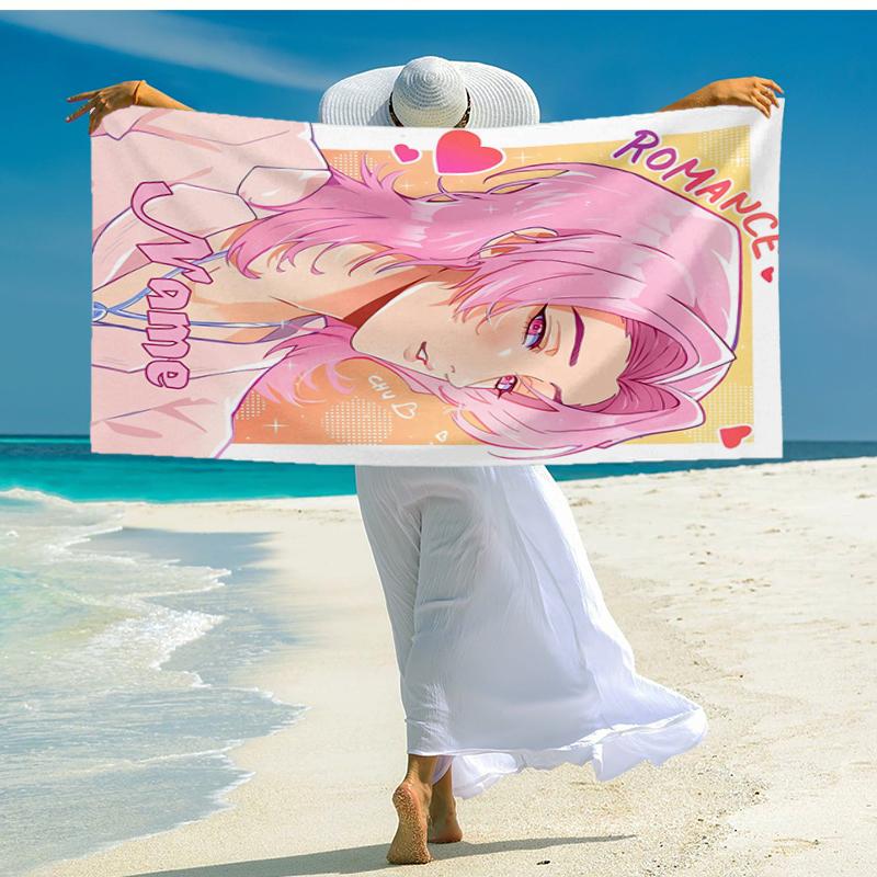 Custom Name Ultra-Soft Beach Towel with Saja Boys Theme,Ideal for Pool - Camping, Diving - Perfect Travel Essential, Vibrant Beach Towel.