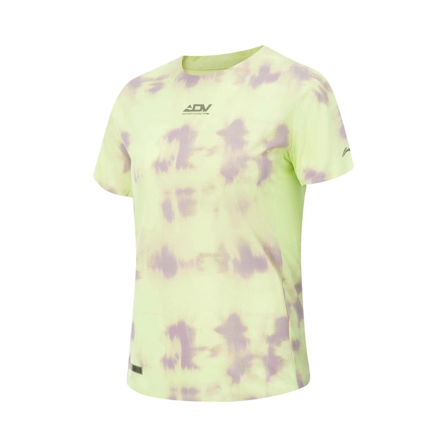 

Li-Ning Футболка женская с коротким рукавом, круглым вырезом, дышащая, универсальная, с полной принтованной надписью, топы ATSV094-8 M