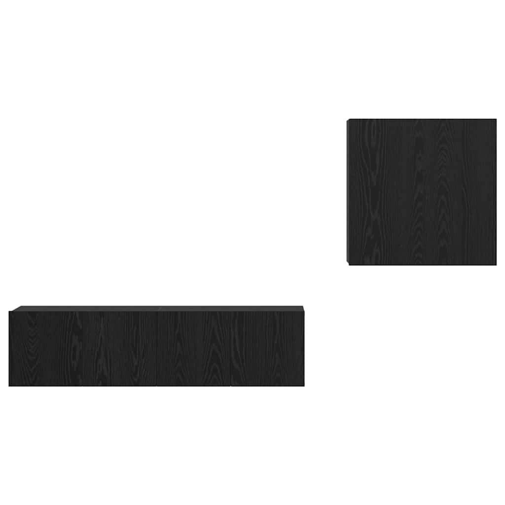 Wall Mounted TV Cabinet Set in Black Oak Effect Made of Wood Based Material