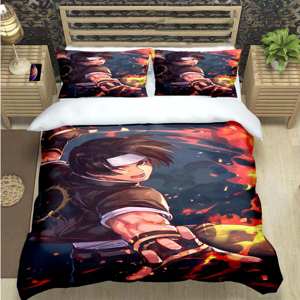 Heißes Spiel The King of Fighters Druck Bettwäsche Set Bettbezug Decke Bett Jugend Kinder Mädchen Jungen Geschenk