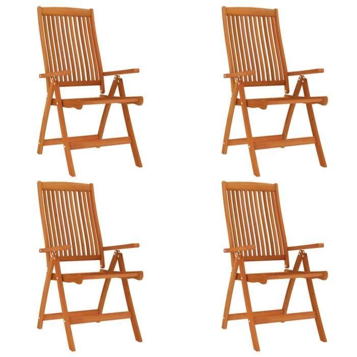 VidaXL Folding Garden Chairs 4 Pcs Solid Eucalyptus Wood 3087344