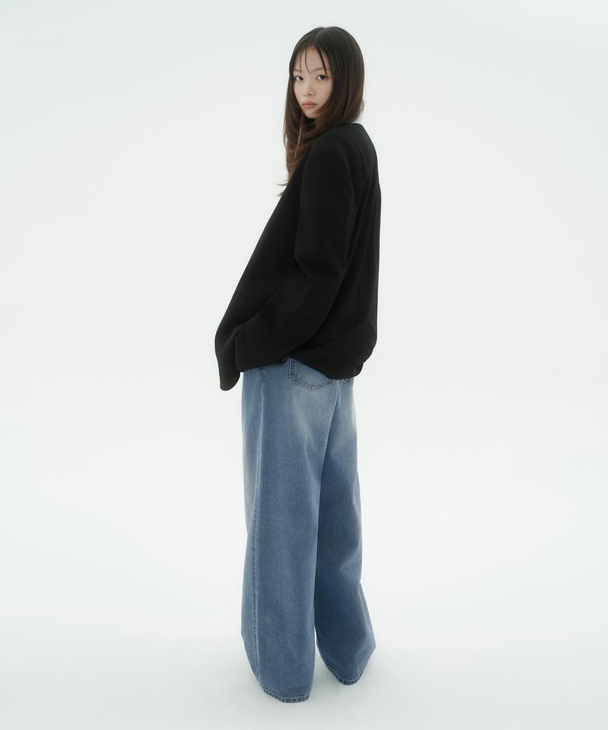 MUSINSA STANDARD WOMAN Women'S Deep Tuck Extra Wide Denim Pants [Light Indigo]