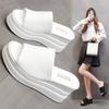 Pantofole da Donna Estive Zeppa Tacco Spesso Punta Quadrata Sexy Scarpe da Cerimonia Tacco Alto Lavorate a Maglia Casual Pumps