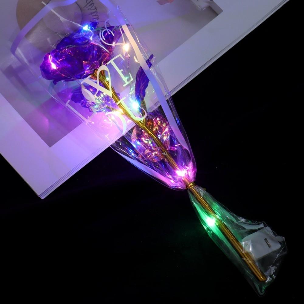 LED Lights Gold Foil Rose Flower Glowing Wedding Fake Flower  Valentine's Day