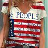 Summer V-neck 3D American Flag Printed Top Fashionable Casual Short Sleeved Women's T-shirts