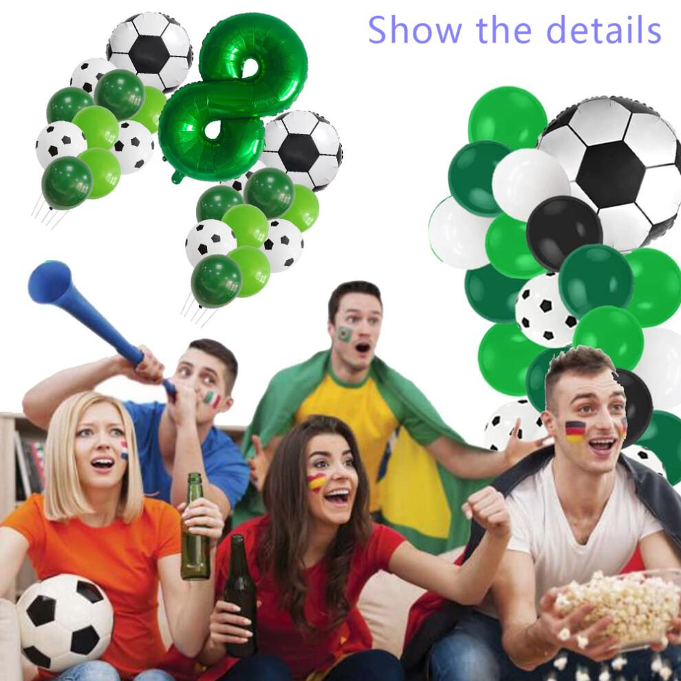 Green Black Soccer Printed Balloons for Wide Occasions, Easy To Use with Auto-Seal Feature for Children's Boy Birthday Party, Perfect for World Cup So
