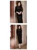 Bei Zhi Yun Black Retro Long Sleeve Cheongsam for Women - 2025 Autumn Collection, Youthful Style