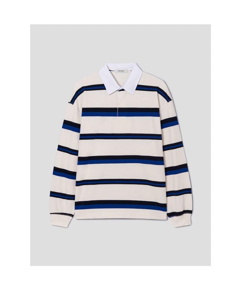 8seconds Heavy Cotton Collar Stripe Long Sleeve Tee Ivory