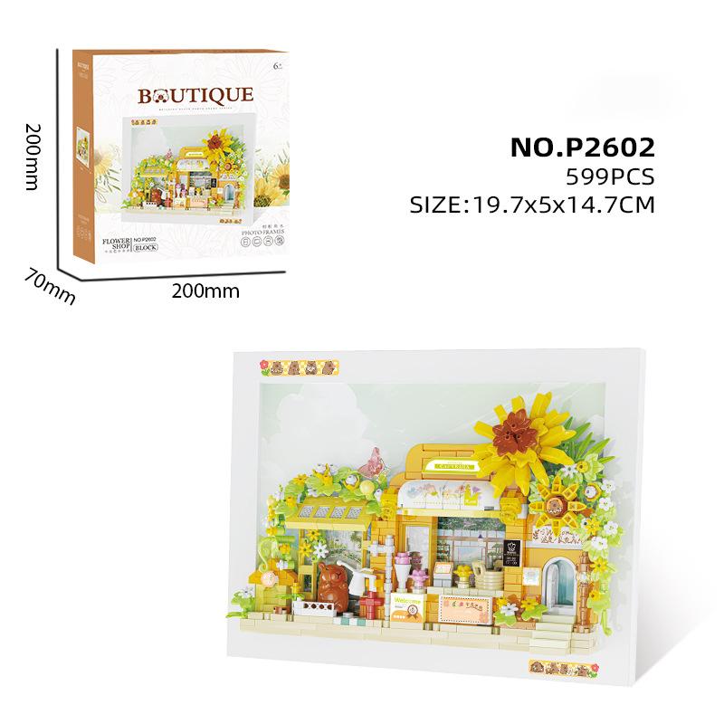 Adults Micro flower shop Assembly Bricks Constructor Set photo frame Particle Building Blocks Toy for Children Diy Set for Kids
