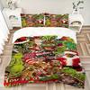 3Pcs Grinch Christmas Collage Bedding Set Quilt Cover Pillowcase Home Christmas Xmas Halloween Gift 1 Duvet Cover 2 Pillowcase S921603